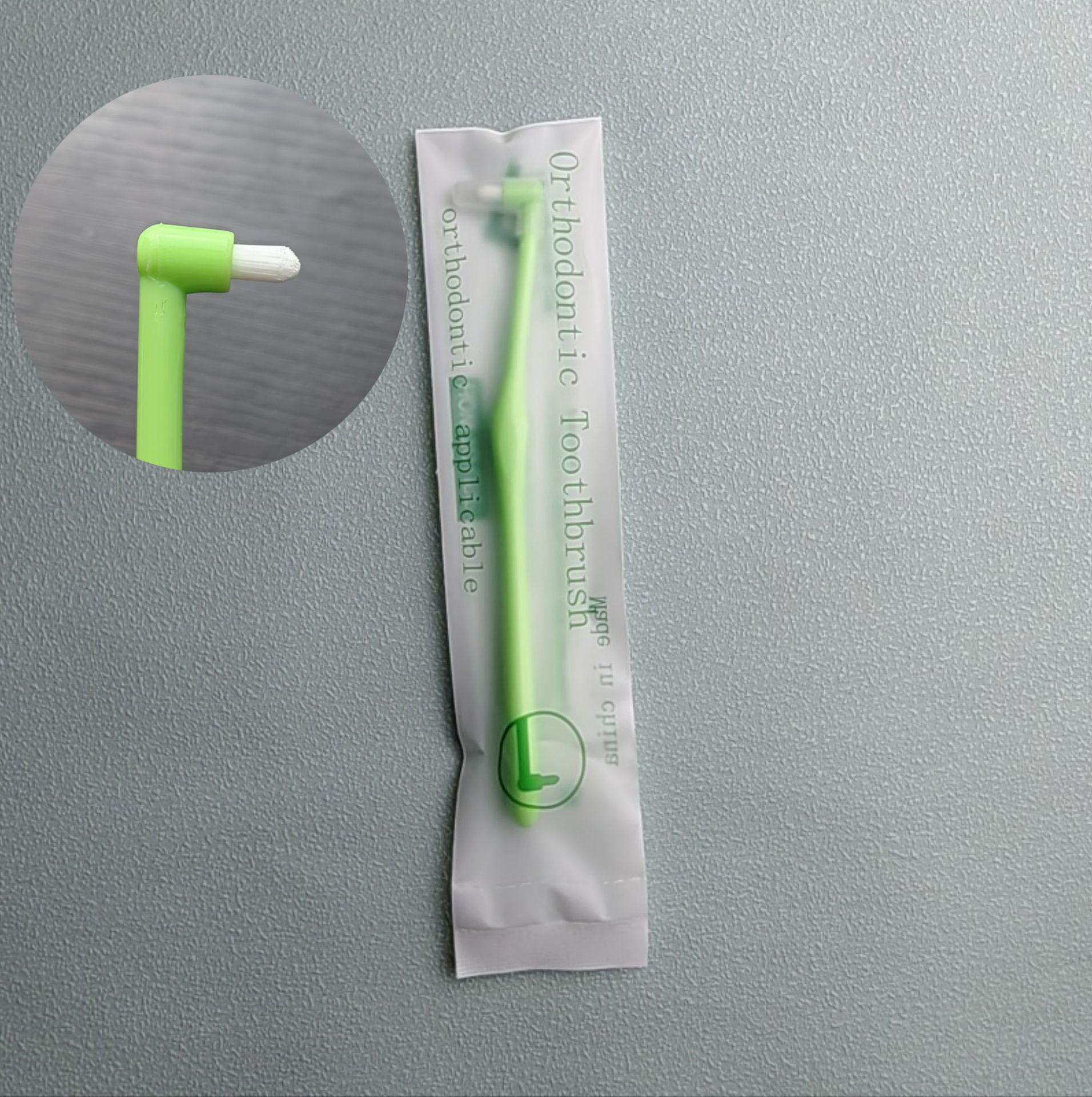 

Ортодонтическая однолучевая зубная щетка: Компактная, заостренная плоская головка для ухода за брекетами и имплантатами - средняя щетина