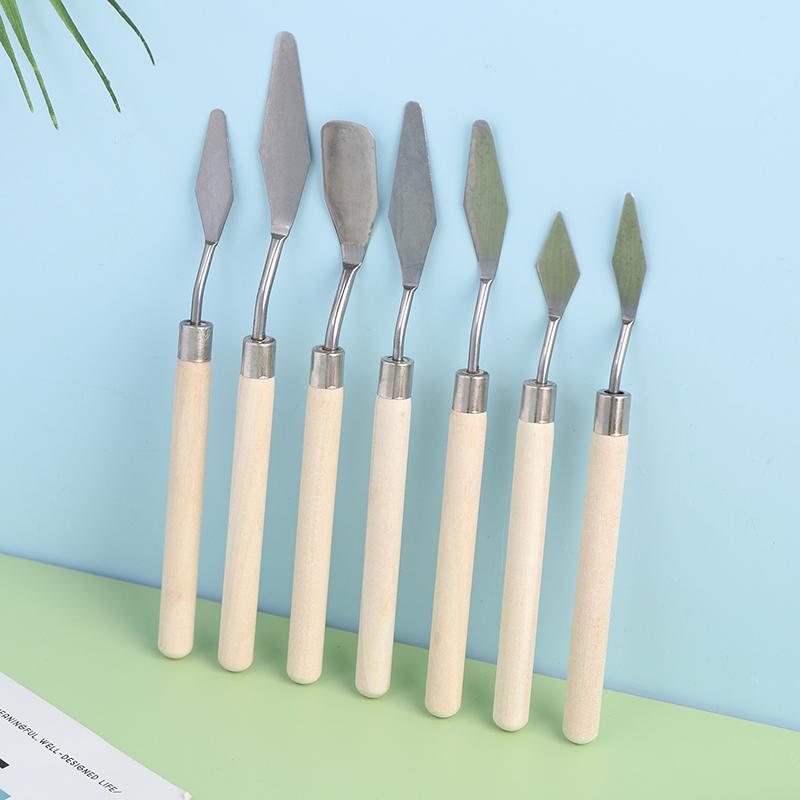7Pcs Stainless Steel Oil Painting Knives Artist Crafts Spatula Palette Knife Mixing Knife Scraper Art Tools