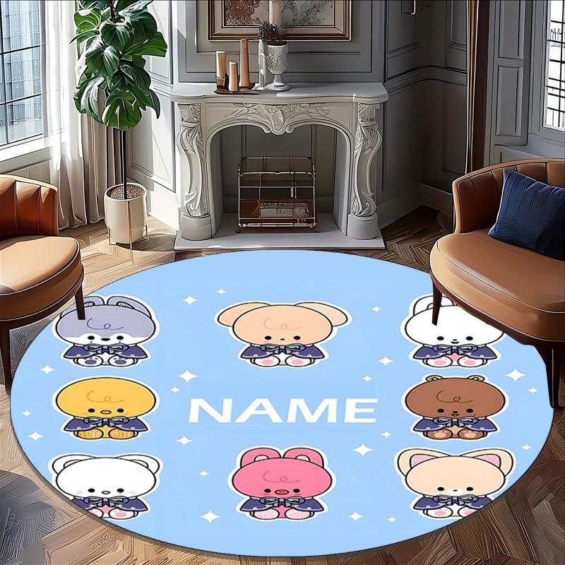 Personalized K-Kpop Team Round Chair Office Rug - Perfect for Mat, Office Chair & More - Ideal Gift for Birthdays and Holidays