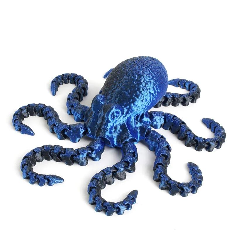 3D Printed Octopus Movable Flexible Joints Fidget Toy Home Office Desktop Ornament Ocean Animal Decor New Year Gifts Kid Toy
