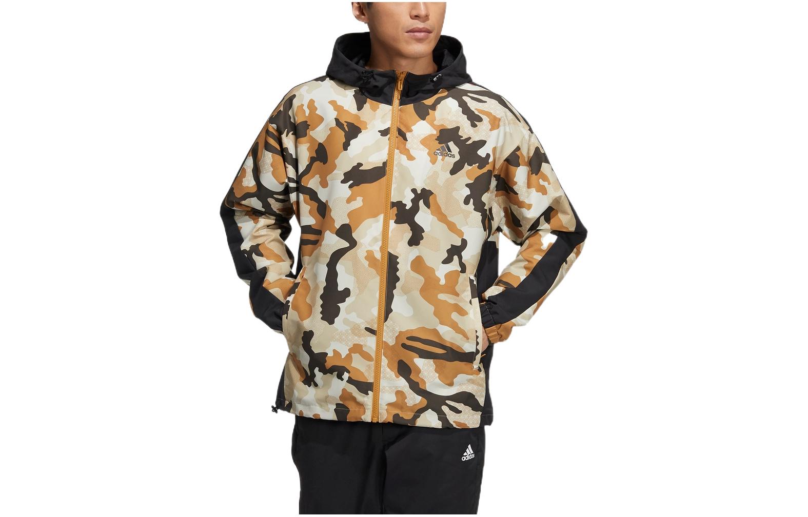 Adidas Jackets Men s Brown Hooded Moderate Straight Fit HE7451 M