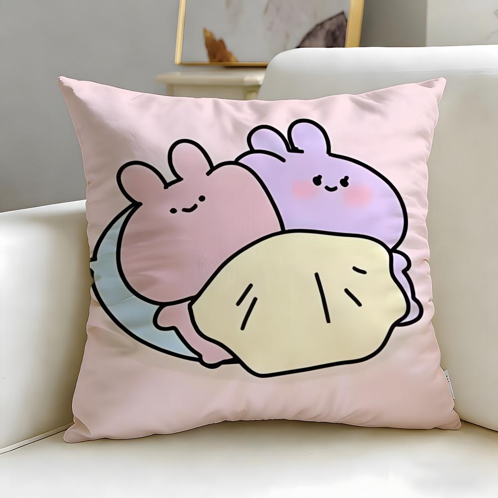 virtual character Asamimichaan Asleep Cushion Cover Soft & Easy-Wash Pillow Case – Versatile for Couch, Bed, Travel and Office