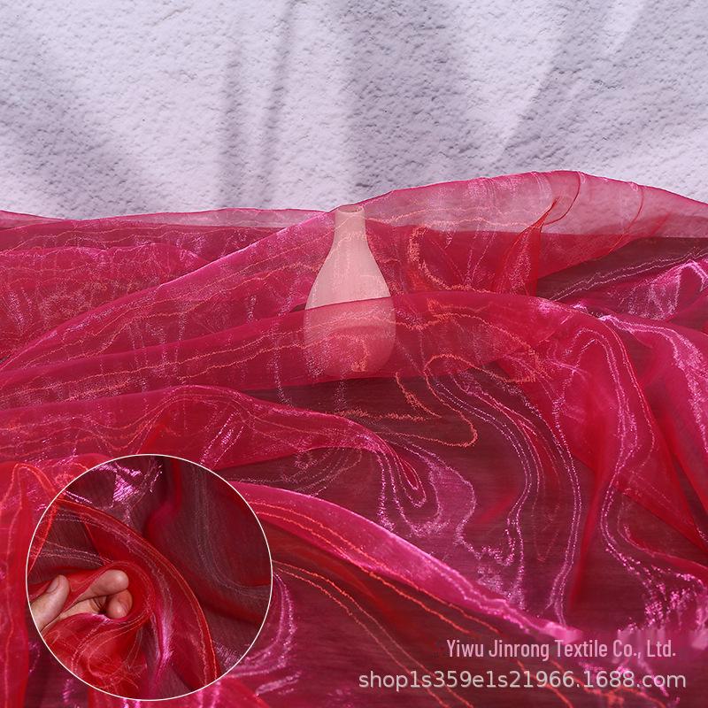"Farbverlauf Zweifarbiges Organza-Gewebe mit Fantasy-Perlen- & Glasgarn für Kleidung und Röcke"