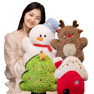 45cm Kreative Weihnachts-Serie Plüschpuppe Kissen Weihnachtsbaum Haus Schneemann Elch Plüschpuppe Superweich Geschenk für Jungen und Mädchen