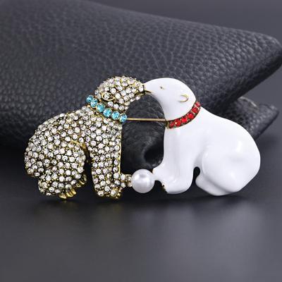 Alloy Drip Polar Bear Couple Brooch Rhinestone Animal Pin Clothing Accessories Fashion Fixed Brooch Ornament