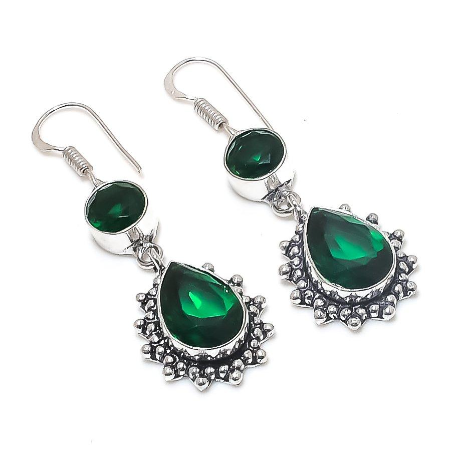 

Натуральный Хромовый Диопсид Камень Ручной Работы Серьга из Стерлингового Серебра 925 пробы 2,05 i8P23