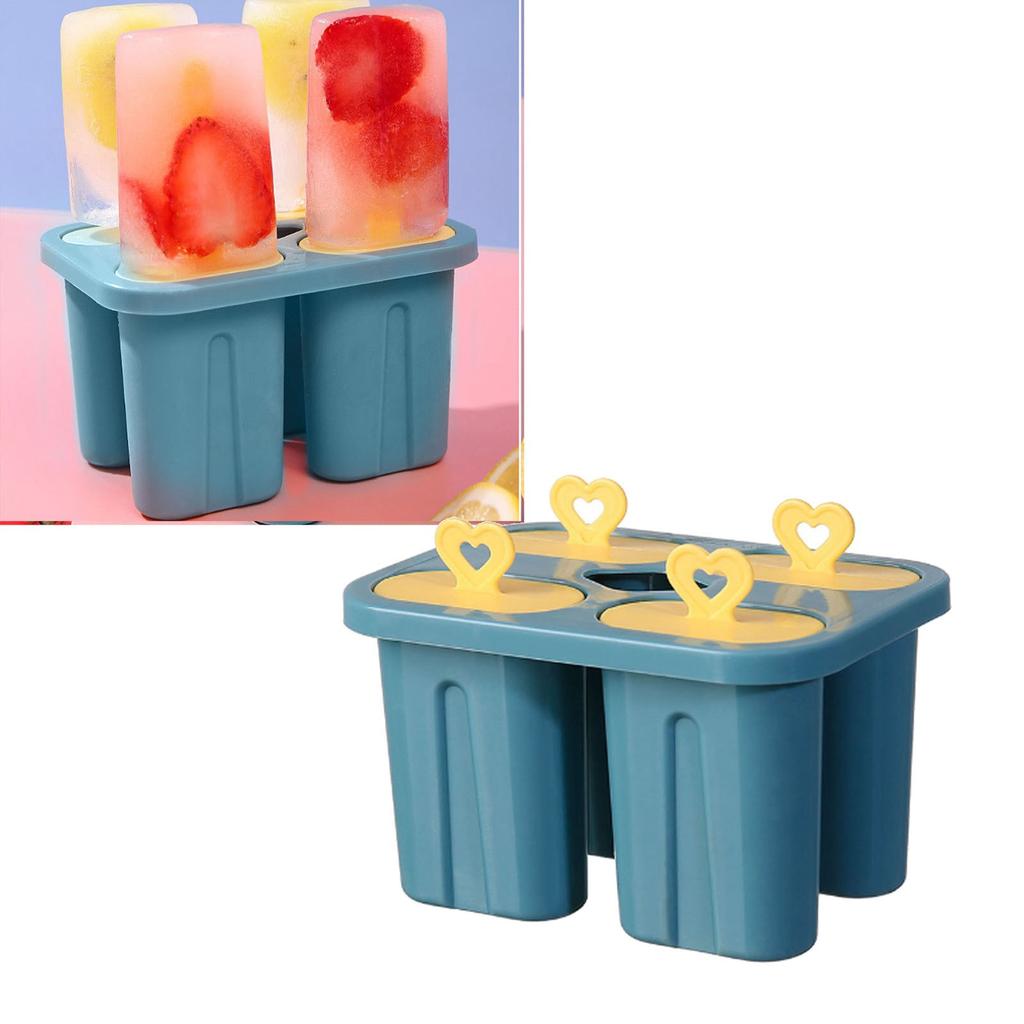 Formă pentru înghețată cu 4 cavități Forme pentru gheață cu eliberare ușoară pentru copii, adulți, adolescenți, pentru petrecere, suc de iaurt