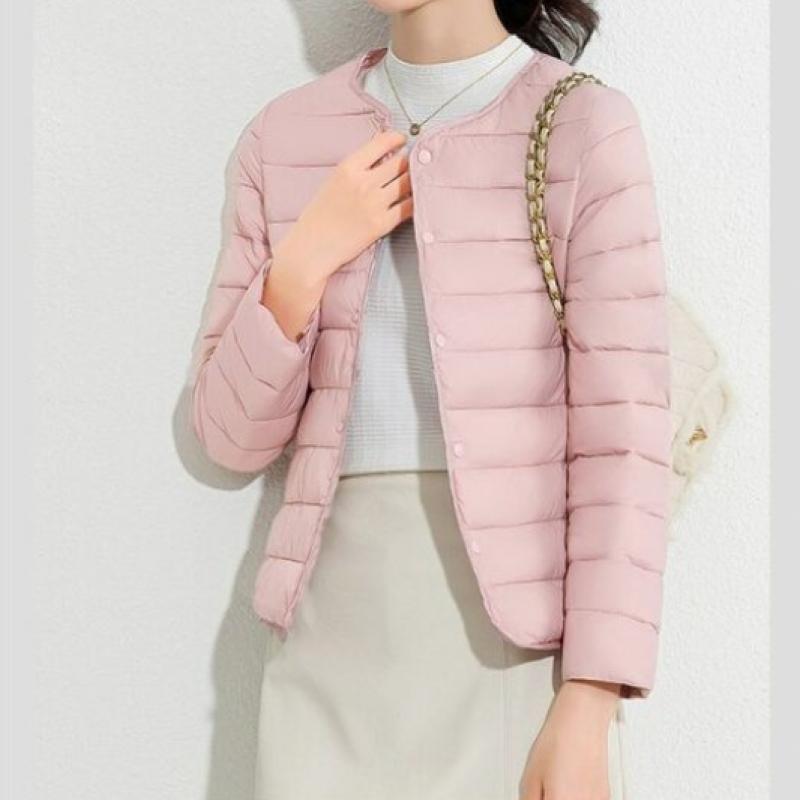 New Arrivals Open Run Women Lightweight No Collar Long Sleeve Quilted Jacket