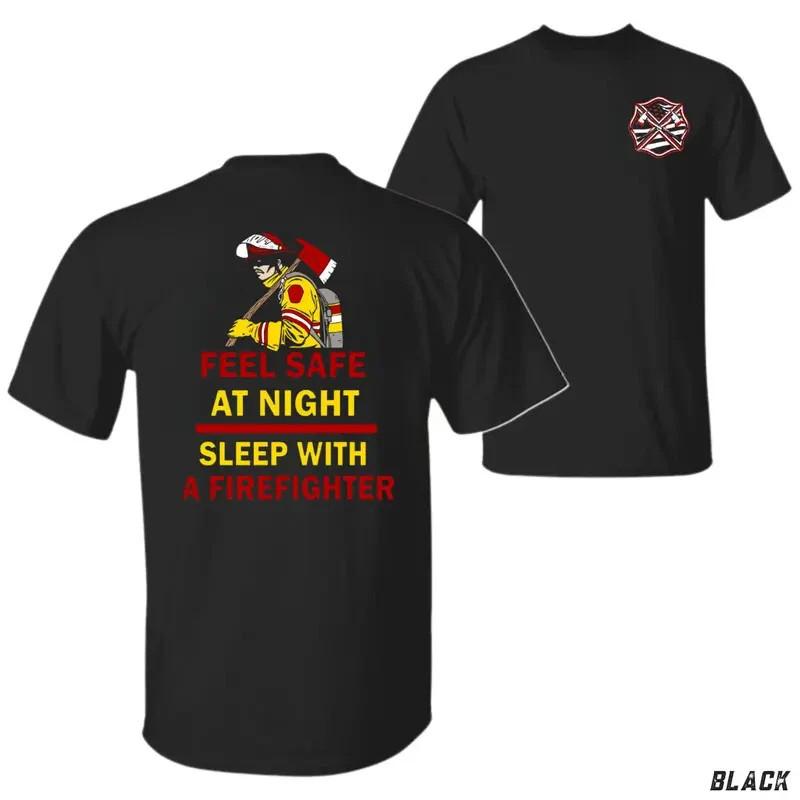 Feel Safe at Night, Sleep with a Firefighter Bug Media Graphic Tee M