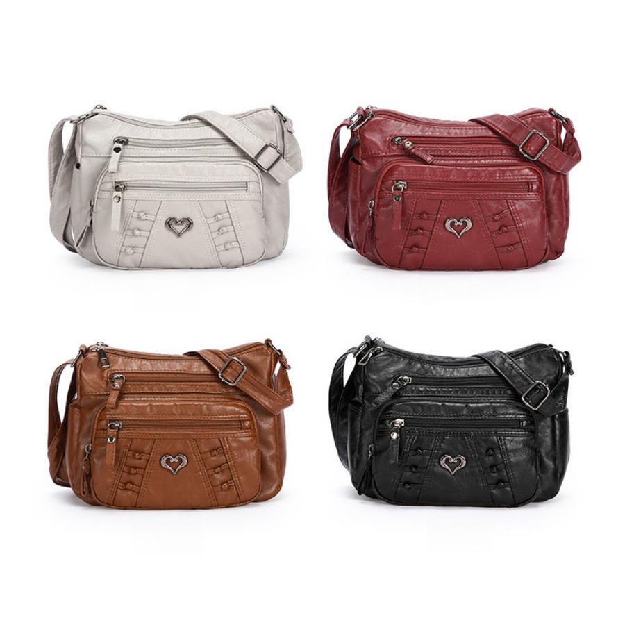 Nuova Borsa a Spalla Multitasche in Ecopelle per Donna Grande Capacità Casual con Zip Borsa a Tracolla