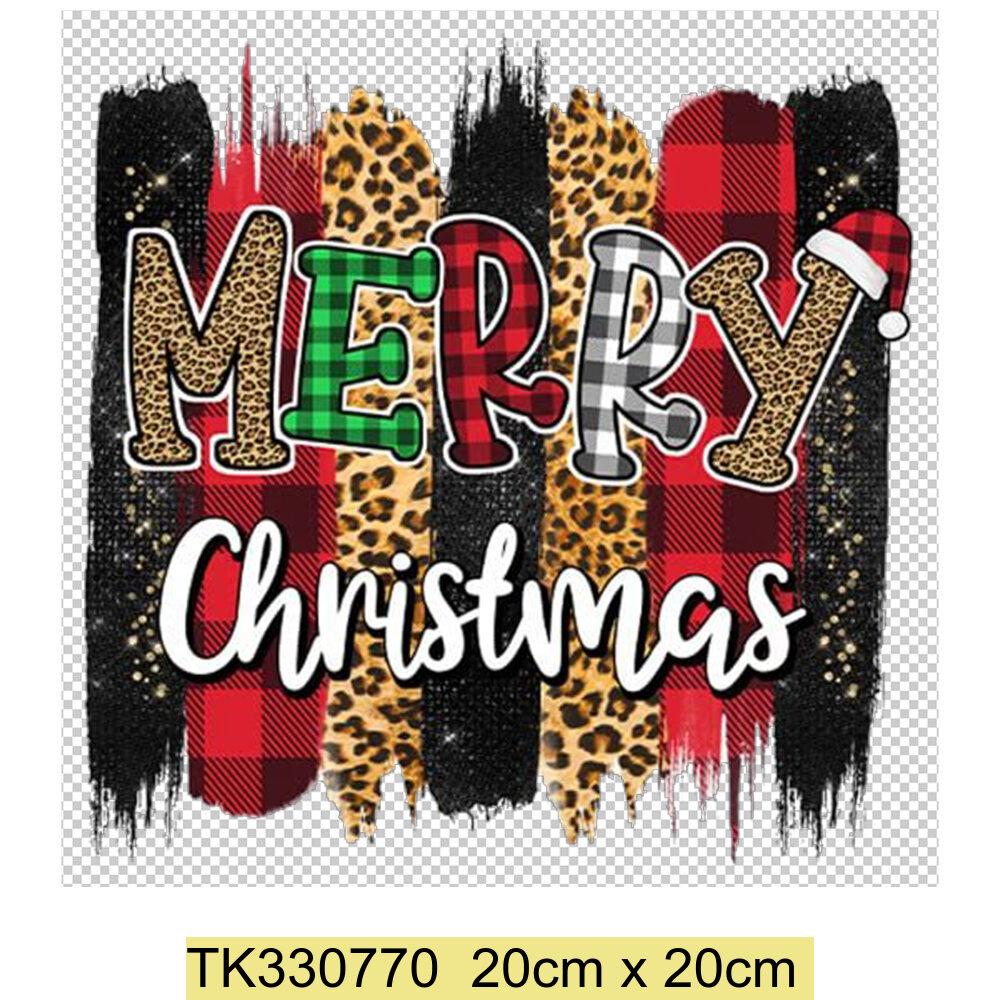Iron On Christmas Snowmen Santa Claus Christmas Trees  Patch DIY Heat Transfer Tops Appliqued Vinyl Iron On Clothes Stickers