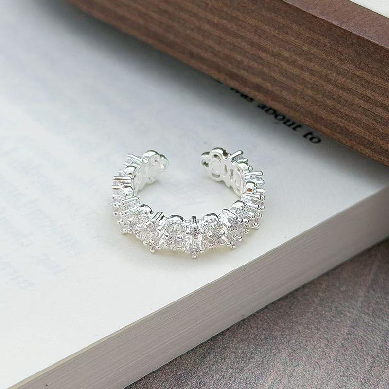 Exquisite Star Row Diamond Zircon Ring For Women, Stacked Wearing Personalized Fashion And Advanced Sense, Opening Adjustable Index Finger Ring