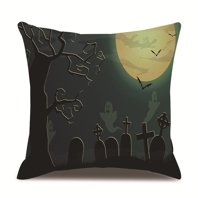 Halloweenský lněný povlak na polštář Tištěný povlak na polštář