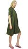 Bimba Women's Nightwear Beige Shirt Short Sleeve Dress With Pockets