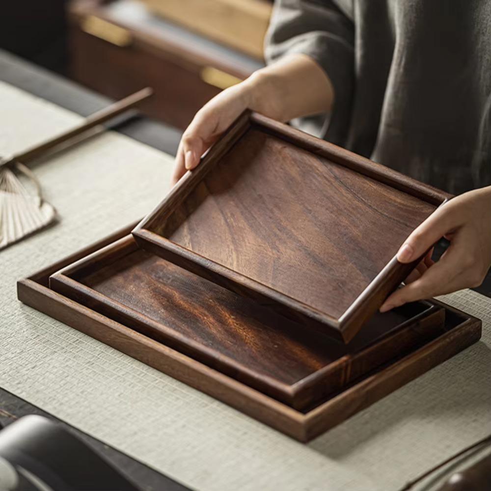 Smooth Surface Tea Set Serving Tray Bamboo Brunch Tray Household Hotel Dinner Plate Afternoon Tea