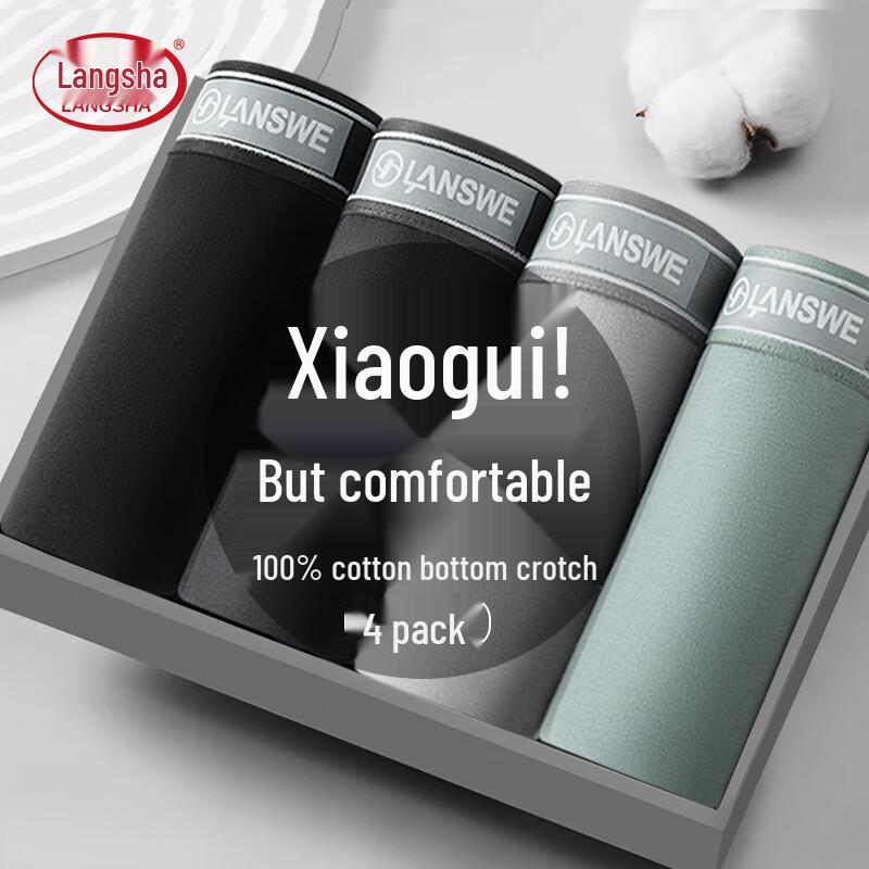 Langsha Men's Pure Cotton Boxer Briefs (4-Pack)