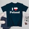 Unisex Unisex Ich liebe Polen Polska Ich liebe Polen Polnisches T-Shirt T-Shirts WoUnisex Jungen 100% Baumwolle T-Shirt