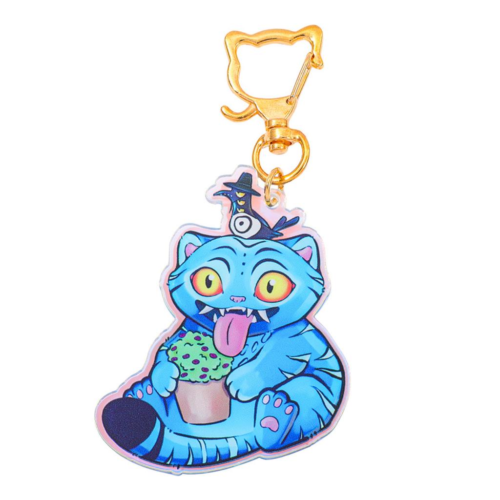 Little Color Changing Acrylic Keychain Pendant Blue Cat Surrounding Cute Bag Pendant