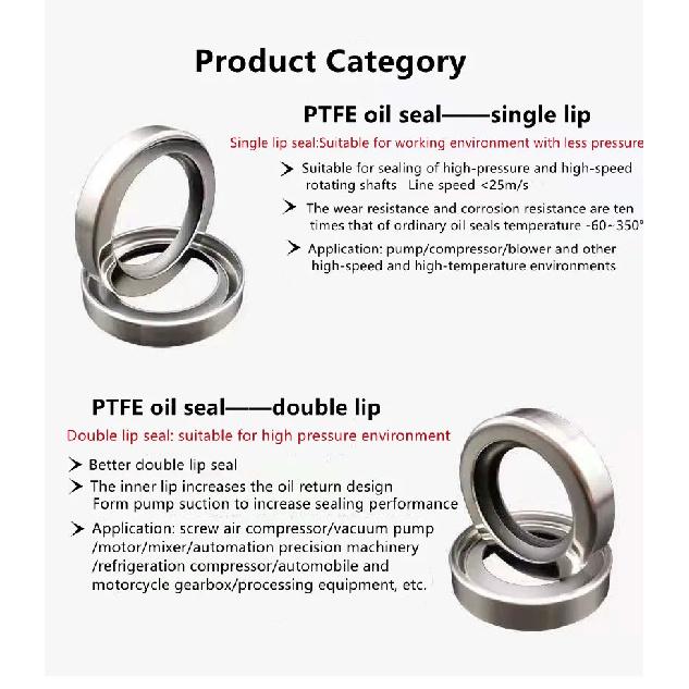 PTFE shaft oil seal OD:30*32*34*ID:42/45/47/48/50/52/55*7/8/10mm Air compressor accessory spiral rod O-ring
