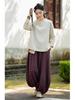 New Women's Cotton Linen Retro Stand Collar Shirt with Frog Buttons