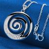 925 Sterling Silver 16-30 Inch Exquisite Spiral Circular Pendant Necklace for Women's Fashion Jewelry Wedding Accessories
