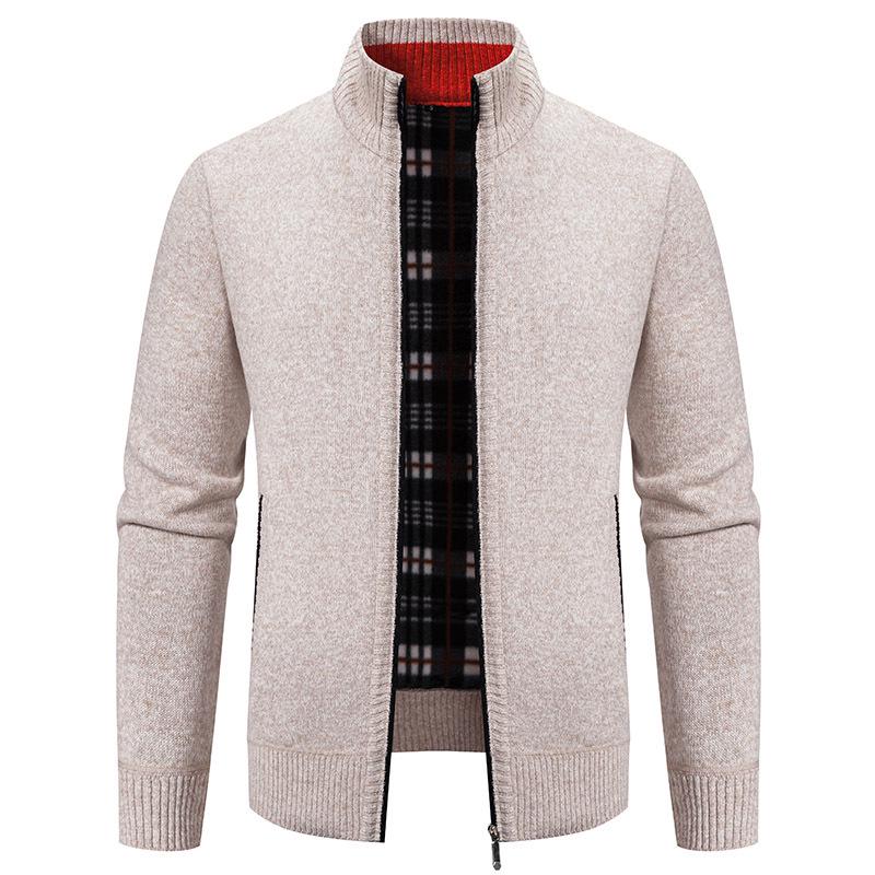 

2024 Autumn/Winter Men s Fleece-lined Korean Style Knitted Cardigan Sweater: Trendy Thick Outerwear L