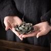 Handmade Ceramic Ge Kiln Peony Thread Incense Stove Incense Insertion Retro Home Interior Creative Sandalwood Agarwood Seat