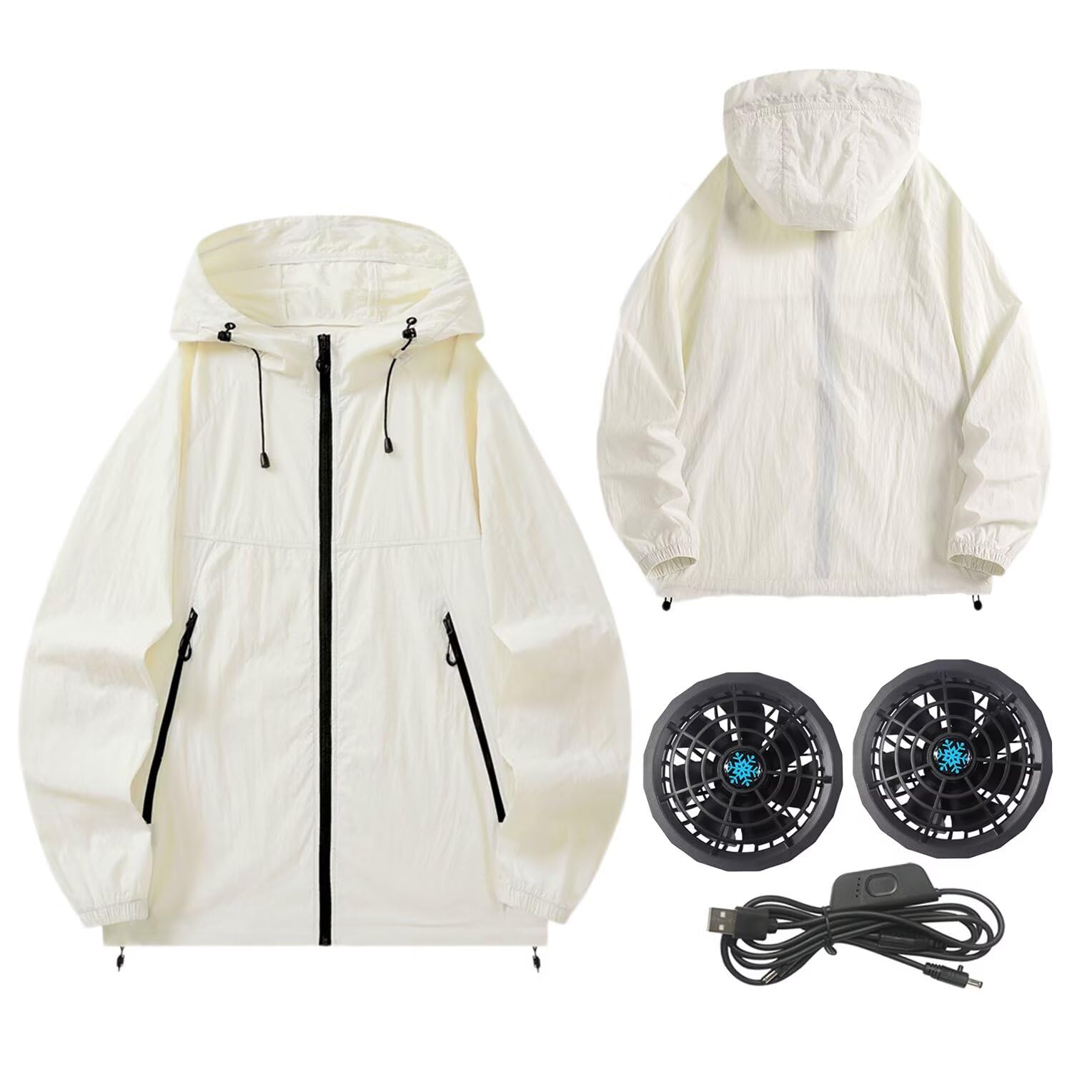 

Yucahype Airflow UV Длинный Тепловой удар Экстремальная жара Работа на открытом воздухе на ферме Рабочая одежда с вентилятором, 5 уровней регулировки, С капюшоном, Защита, Водоотталкивающая,