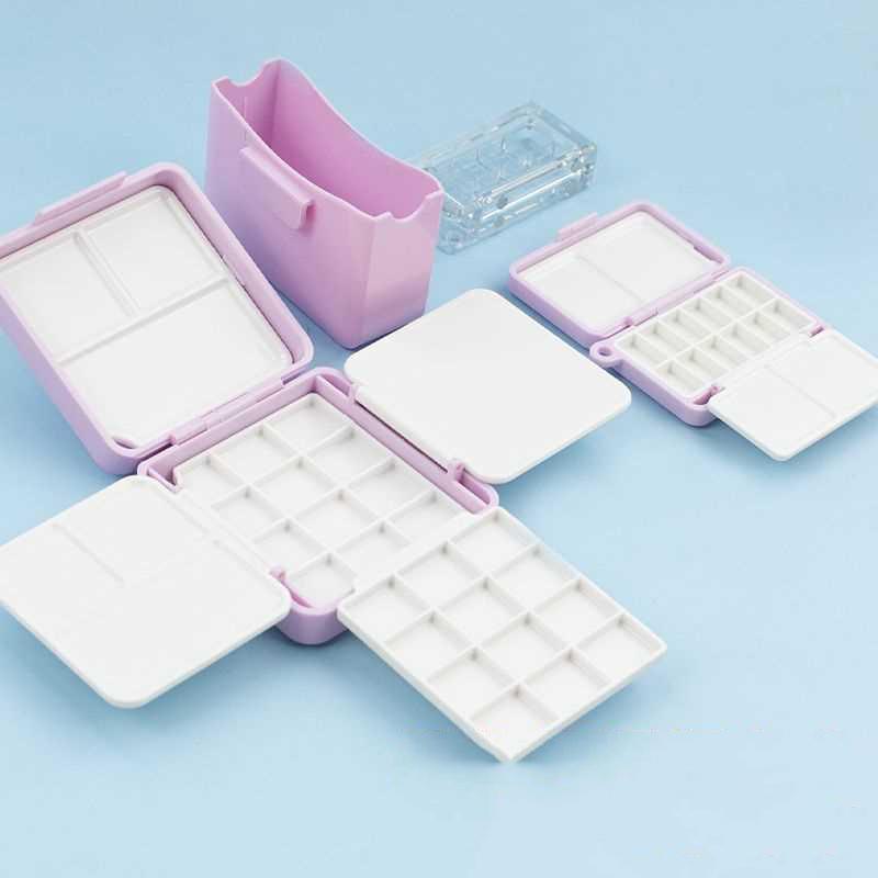 Portable Travel Watercolor Plastic 12/24 Grids Painting Box With Palette Half Pan Mini Paint Storage Case For Art Supplies