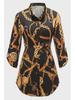European and American Large Size Women's Printed Lapel Shirt – Autumn/Winter Collection