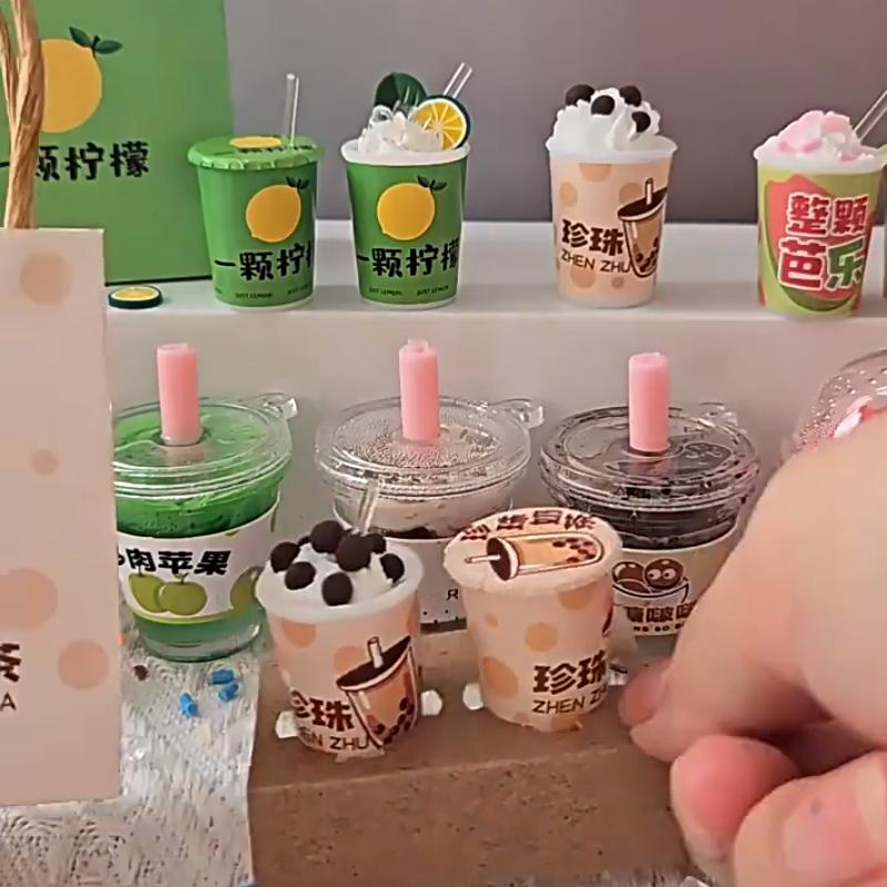 Girls DIY Dessert Chef Cream 3D Sticker Clay Imitate Food Cookin Kit Simulation Ice Cream Drinks Mixed Magic Potion Bottles Toy