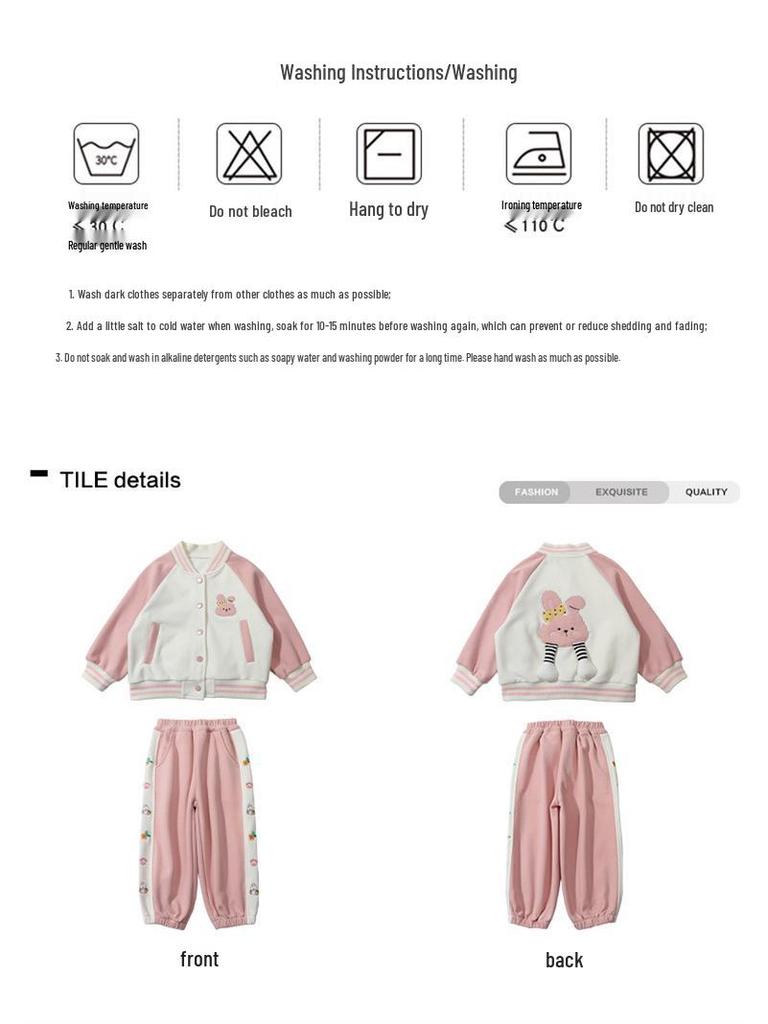 Trendy 2025 Girls' Baseball Suit Set - Spring/Autumn Fashionable Two-Piece Outfit for Kids