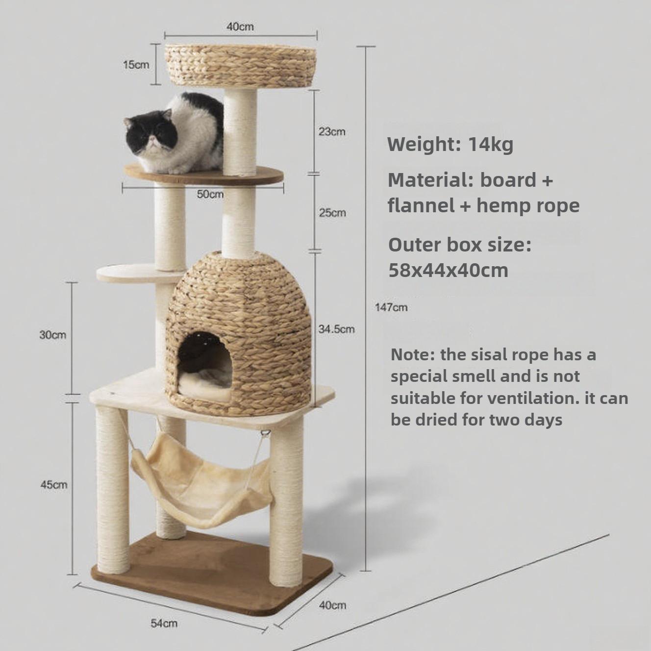 Sisal Cat Climbing Frame Scratch Resistant and Wear-resistant Cats Tree Solid and Stable Cat Nest Jumping Platform Pet Products