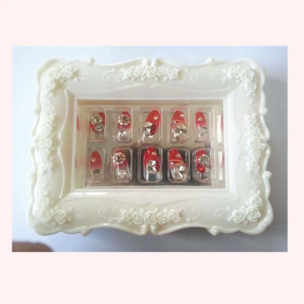 

Красные длинные накладные свадебные маникюрные наклейки