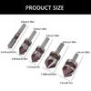5pcs Chamfering Tool Set with 5% Cobalt Content and Round Shank 5 Flute Design Countersink Drill Bit for Wood Plastic