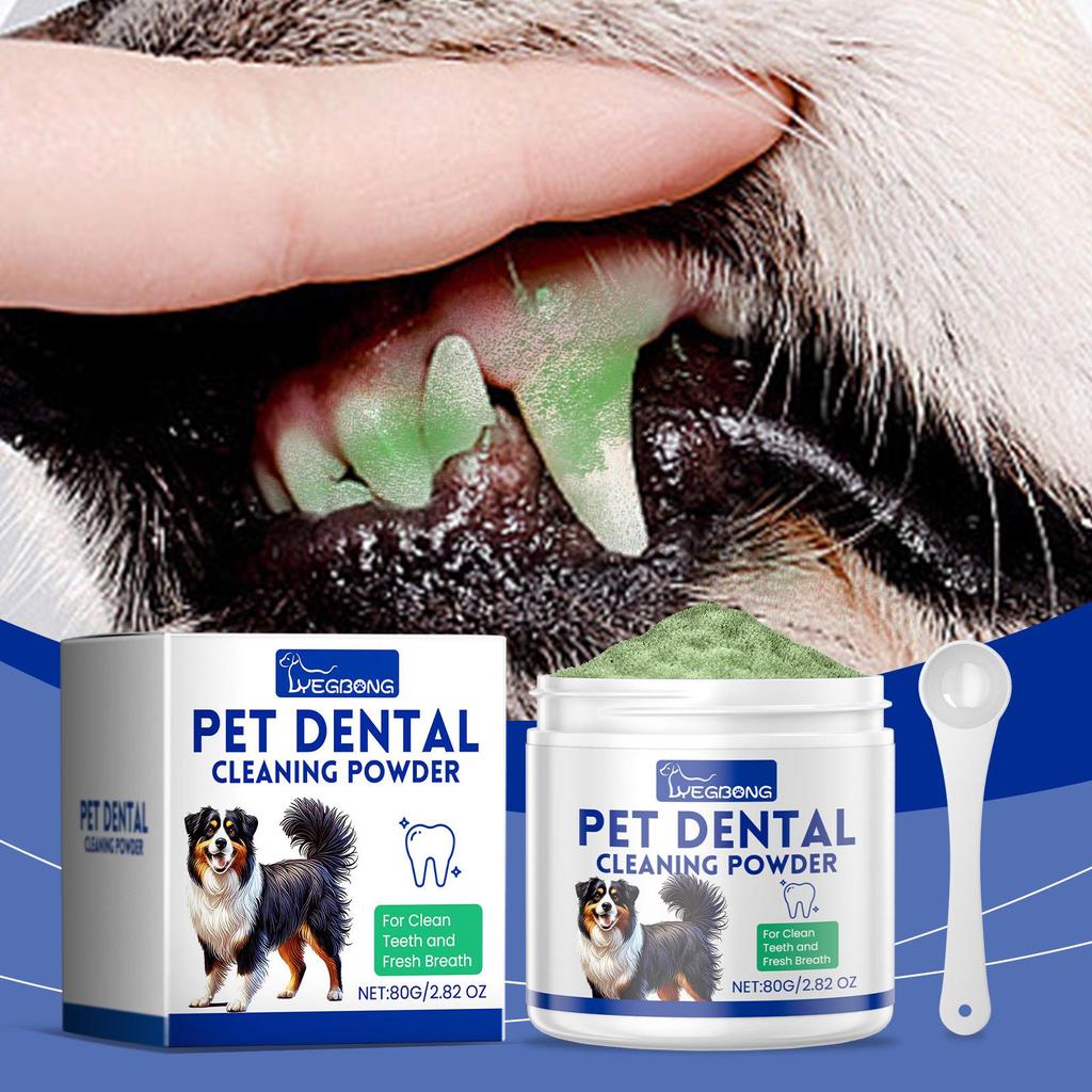 YEGBONG Dog Dental Cleaning Powder - Gently Cleans Tartar and Stains, Freshens Breath