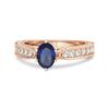 Blue Sapphire Tapered Five- 925 Stone Ring - 925 Sterling Silver Rose Gold Vermeil