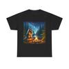 Unisex Adult T Shirt Cozy Campfire Raccoon with Marshmallows