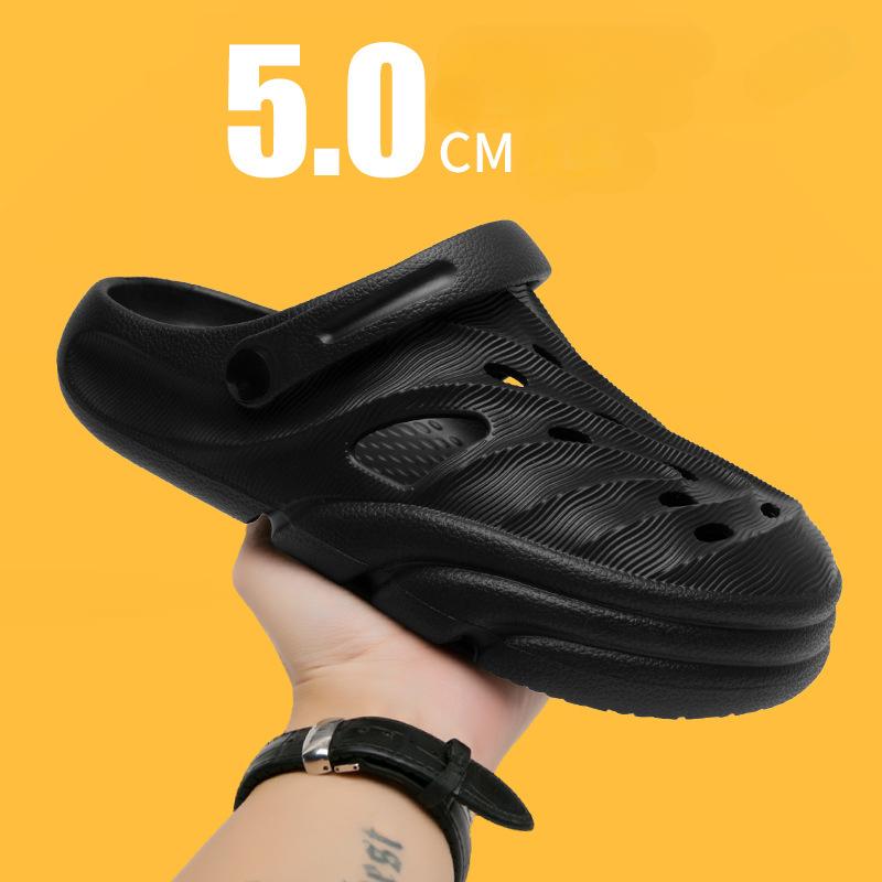 Hole Shoes Step On Shit Bag Head Slippers Wear Deodorant Black Versatile Men'S Beach Sandals Sports Non-Slip