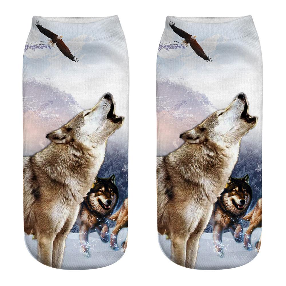Wild Wolf Series Unisex Sox Women's Funny Cartoon Animal Cute 3D Print Ankle Socks  Fashion Punk Gothic Club Sokken