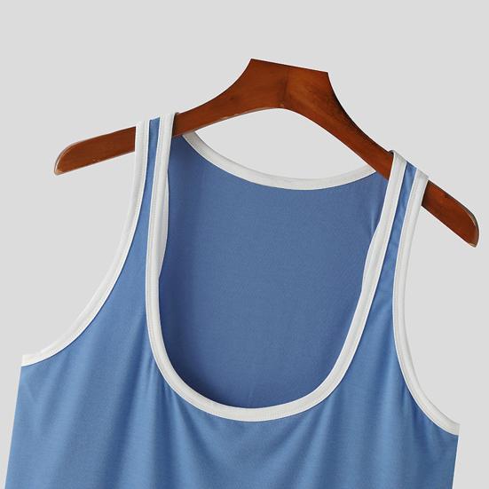 Herre Sportsvest Dyp U-formet krage Brede stropper Ermeløse tanktopper Lappverk Farge Løs passform Casual Allsidig vest