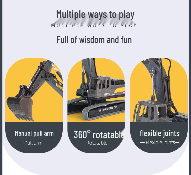 High-Quality 360-Degree Excavator Model Toy Car Simulation Ornament