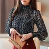 Fashion Long Sleeve Chiffon Blouse Women Casual Tops Female Stand Collar Slim Elegant Floral Shirt Women's Clothing