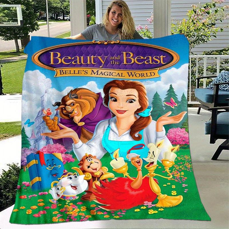1pc Beauty and The Beast Printing Blanket - Soft, All-Season Throw for Office Blanket,Personalized Gift with Adorable Cartoon Design
