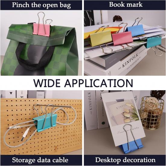 2.4-Inch Jumbo Colored Binder Clips, 12-Pack (4 Colors, 3 Pieces Each)