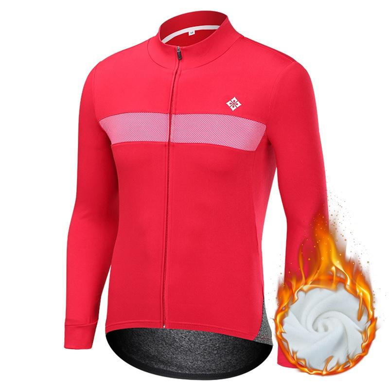 Vinterfleece cykeltröja solid män Cykelkläder Håll värmen Långärmad cykelskjorta