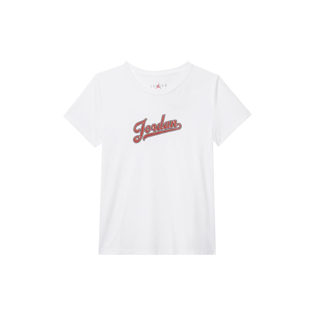 Jordan Letter Slim Fit Simple Design Round Neck Short Sleeve T-Shirt Women Tops White FN5390-100