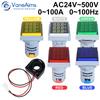 Square LED Digital Voltmeter Ammeter Hertz Meter AC24-500V Voltage Current Frequency Combo Meter Signal Light Indicator Tester