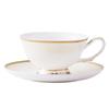 Breeze Minimalist Floral Gold Border Bone Porcelain Coffee Cup and Plate European Afternoon Tea Cup