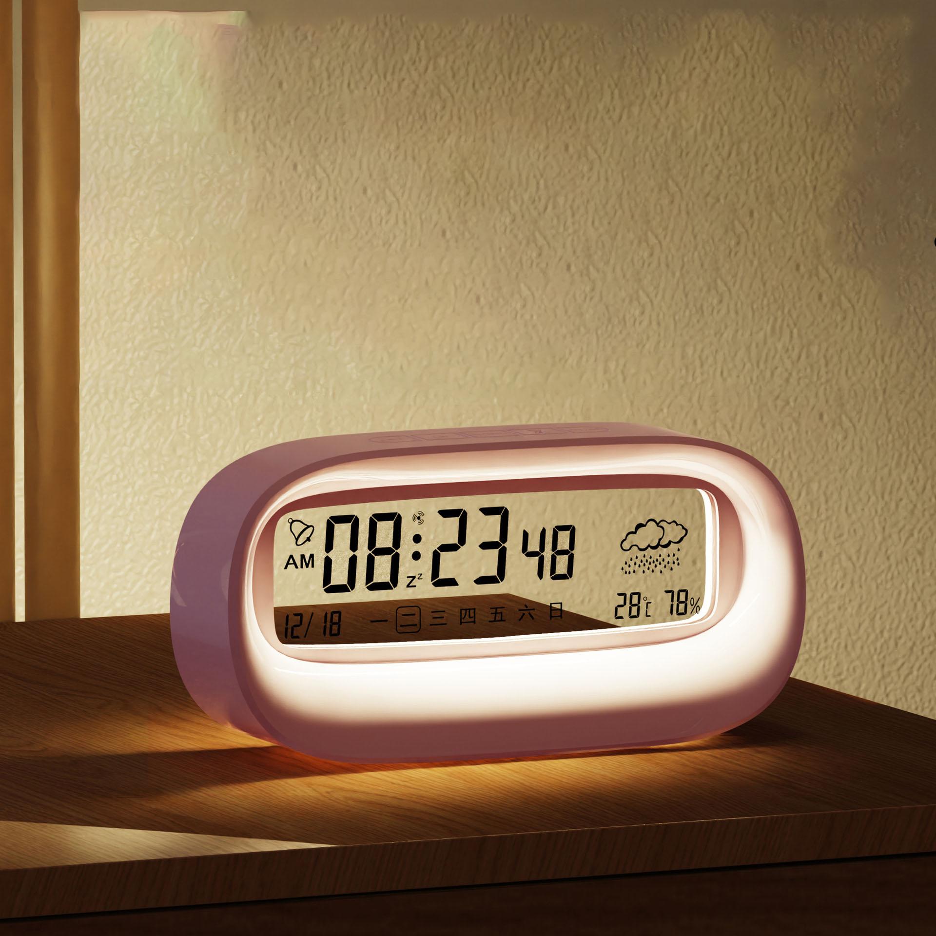 

New Rechargeable Alarm Clock with Night Light - Creative Gift, Cute Cartoon Design, Smart Digital Calendar, Transparent Multi-Function blue